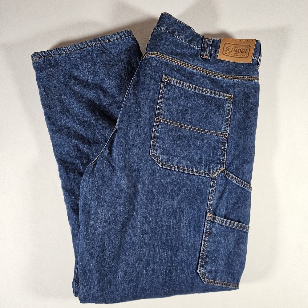 CE Schmidt Fleece Lined Jeans Men's 40x32 Medium‎ Wash Utility Pockets